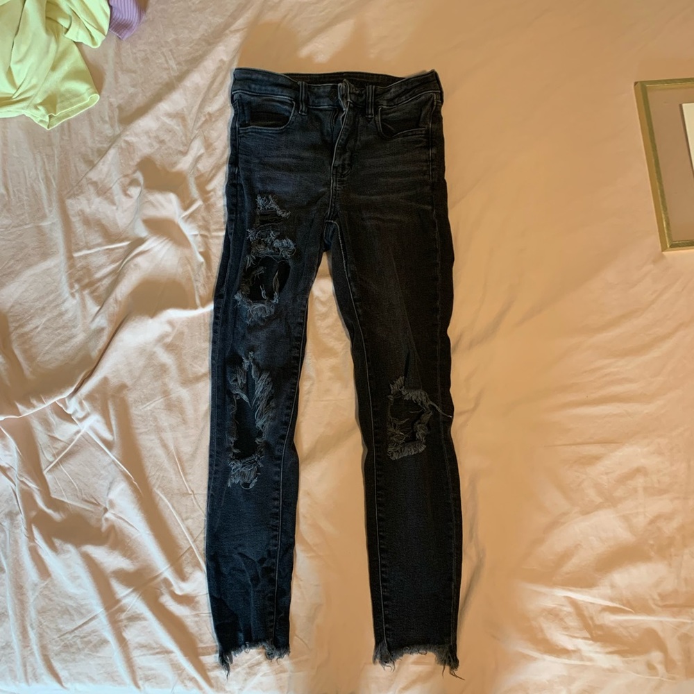 AMERICAN EAGLE SUPER STRETCH BLACK JEGGINGS